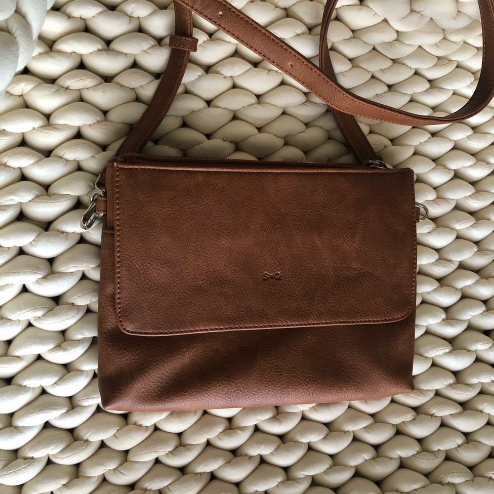 S•Q vegan leather crossbody bag (tan)